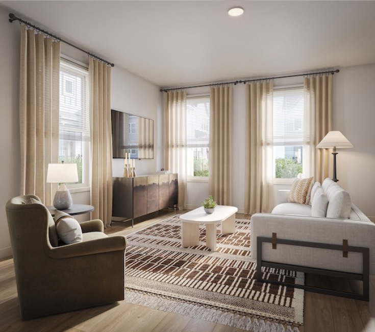 living area with easy access to other rooms