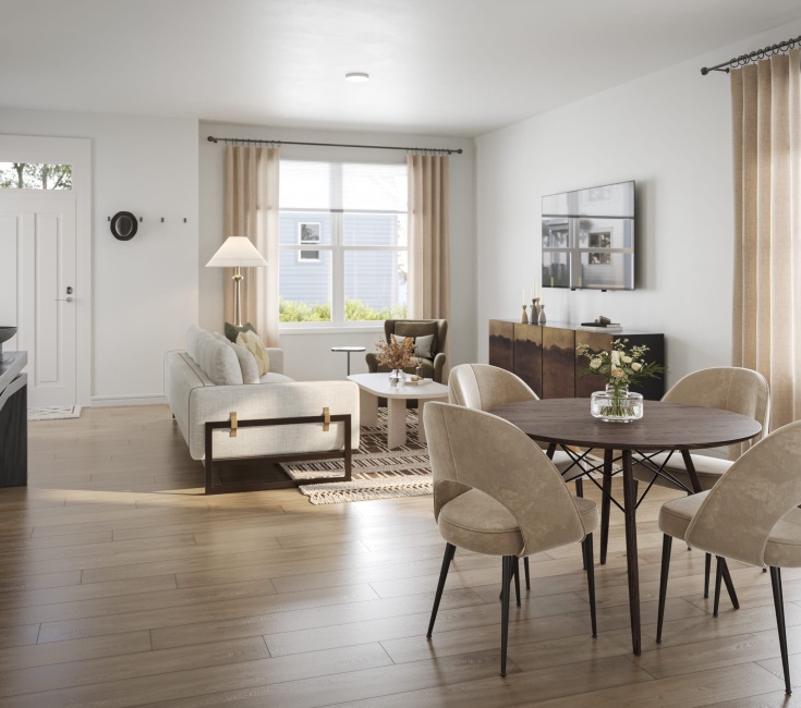 spacious living room with sunlit areas